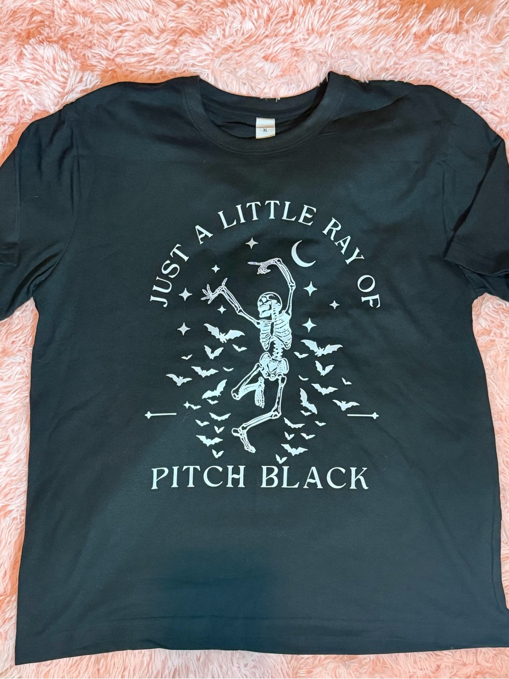 Graphic 'Just a Little Ray of Pitch Black' Short Sleeve Tee - Black